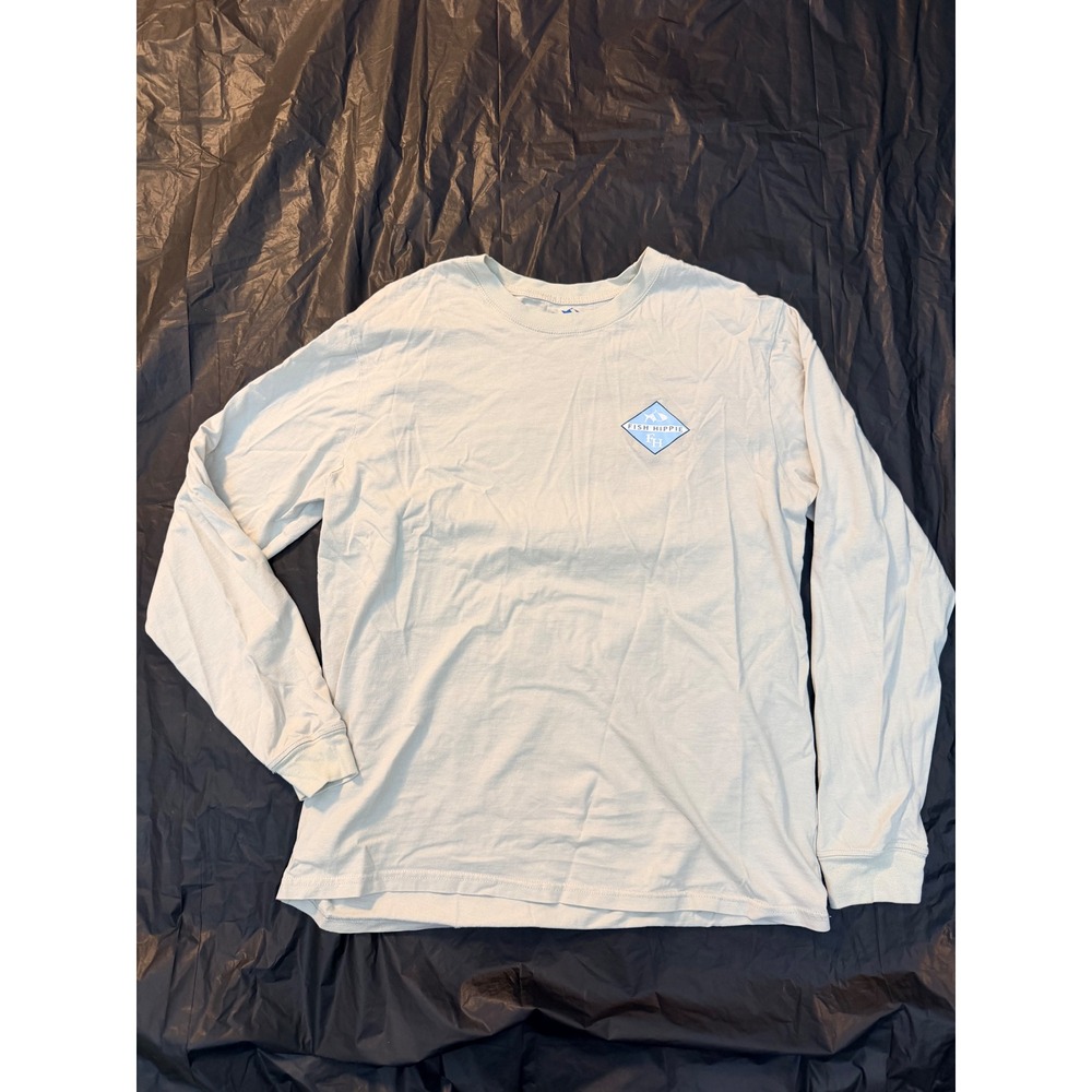 Fish Hippie Long Sleeve Fishing T-Shirt Tan Large Fly Spin Graphic Tee